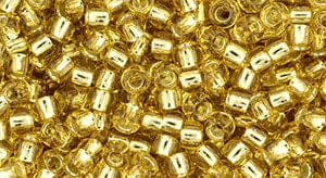 BeadsBalzar Beads & Crafts (TR-08-PF22) TOHO - Round 8/0 : PermaFinish - Silver-Lined Lt Topaz (25 GMS)