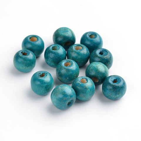 BeadsBalzar Beads & Crafts (WB4272) Wood Beads 12mm SkyBlue (50 GMS)
