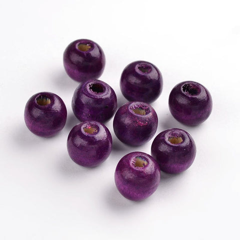 BeadsBalzar Beads & Crafts (WB4273) Wood Beads 12mm (MediumVioletRed) (50 PCS)