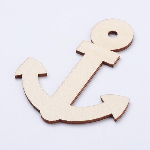 BeadsBalzar Beads & Crafts (WB5026) Wood Big Pendants, Anchor, AntiqueWhite 79MM (5 PCS)