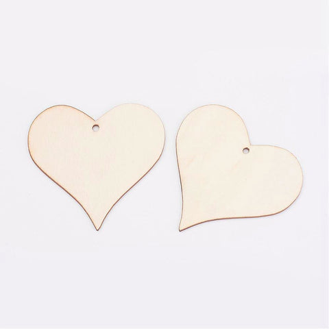 BeadsBalzar Beads & Crafts (WB5263) Wooden Pendant, Heart, OldLace 95mm (4 PCS)