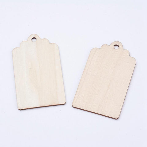BeadsBalzar Beads & Crafts (WB5264) Wood Big Pendants, Rectangle, BlanchedAlmond 68MM