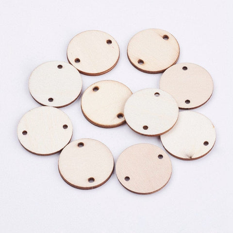 BeadsBalzar Beads & Crafts (WB5270) Wood Links, Flat Round, BlanchedAlmond 30MM