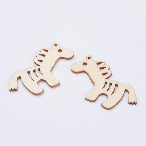 BeadsBalzar Beads & Crafts (WB5280) Wood Big Pendants, Horse, BlanchedAlmond Size: about 53mm (10 PCS)