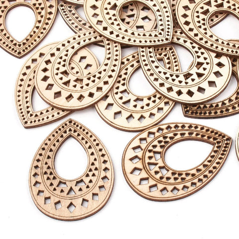 BeadsBalzar Beads & Crafts (WB5629) Wood Big Pendants, Drop, Wheat Size: about 67.5mm