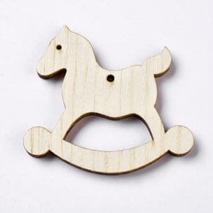 BeadsBalzar Beads & Crafts (WB5725) Pine Wood Big Pendants, Undyed, Wooden Horse, 63mm long