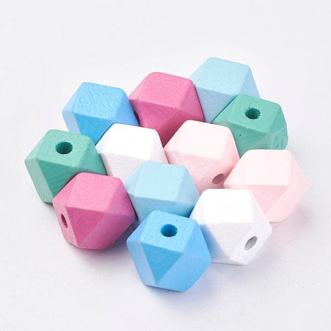 BeadsBalzar Beads & Crafts (WB7003A) Dyed Natural Wooden Beads, Polygon, Mixed 20mm  (10 PCS)