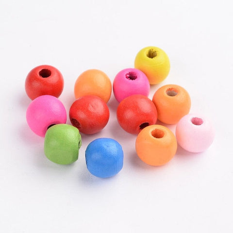 BeadsBalzar Beads & Crafts (WB7684-M) Dyed Natural Wood Beads, Round, Mixed 10mm (30 GMS +/- 90PCS)