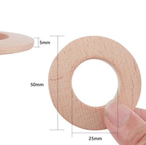 BeadsBalzar Beads & Crafts (WB8554-08) Beech Wood Linking Rings,Baby Teether Toys, BurlyWood 50mm (2 PCS)