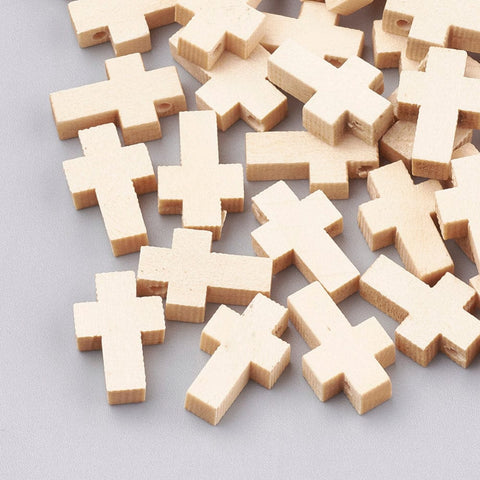 BeadsBalzar Beads & Crafts (WC6154A) Wood Charms, Cross, Wheat  15mm long, 10mm wide (20 PCS)