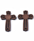 BeadsBalzar Beads & Crafts (WC8365-01) Natural Wood Cabochons, Dyed, for Religion, Cross, Coconut Brown 45.5mm (10 PCS)
