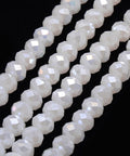 BeadsBalzar Beads & Crafts WHITE (BE1705-01) (BE1705-X) Electroplate Crystal Glass Rondelle Beads ,AB,, Faceted,10x7mm (1 STR)