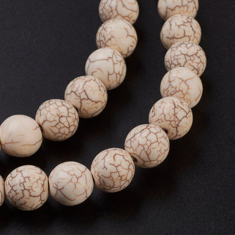 BeadsBalzar Beads & Crafts WHITE  (TB5156-1) (TB5156-X) Synthetical Turquoise, Round,10MM (1 STR)