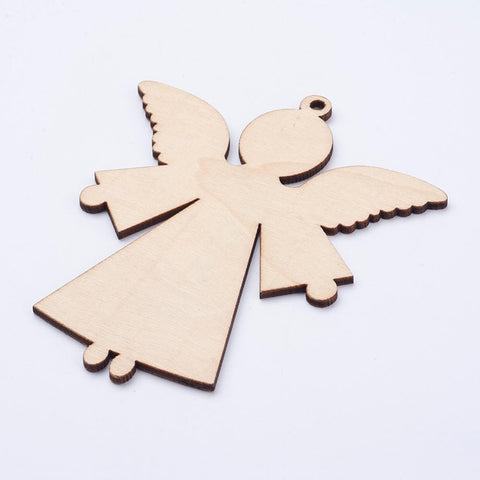 BeadsBalzar Beads & Crafts Wood Blank Stamping Tag Big Pendants, Angel, AntiqueWhite 104MM (WB5227)