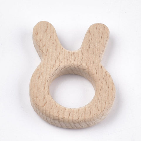 BeadsBalzar Beads & Crafts (WR7905-35) Undyed Beech Wood Big Bunny Pendants, Rabbit, BurlyBeech Wood 63x47mm (1 PC)