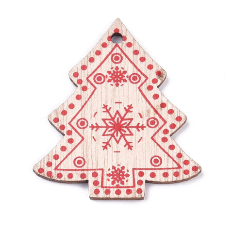 BeadsBalzar Beads & Crafts (WT7952-04) Poplar Wood Christmas Trees,, BurlyWood Size: about 49mm (10 PCS)
