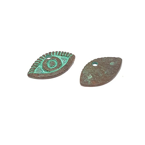 BeadsBalzar Beads & Crafts (X738704) GREEN PATINA METAL ALLOY EYE PENDANT  22X12MM (2 PCS)