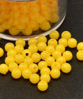 BeadsBalzar Beads & Crafts YELLOW (AB8547-04) (AB8547-X) Round Opaque Acrylic Spacer Beads, 4mm  (10 GMS  / +-300 PCS)