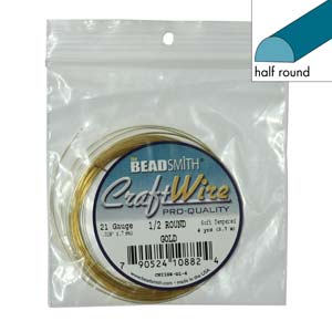 Beadsmith COPPER CRAFT WIRE 21GA HALF ROUND 4YD SPL GOLD Beadsmith COPPER CRAFT WIRE 21GA HALF ROUND 4YD SPL GOLD