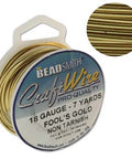 Beadsmith CRAFT WIRE 18GA ROUND 7 YARD SPOOL FOOLS GOLD Beadsmith CRAFT WIRE 18GA ROUND 7 YARD SPOOL FOOLS GOLD