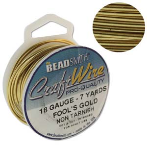 Beadsmith CRAFT WIRE 18GA ROUND 7 YARD SPOOL FOOLS GOLD Beadsmith CRAFT WIRE 18GA ROUND 7 YARD SPOOL FOOLS GOLD