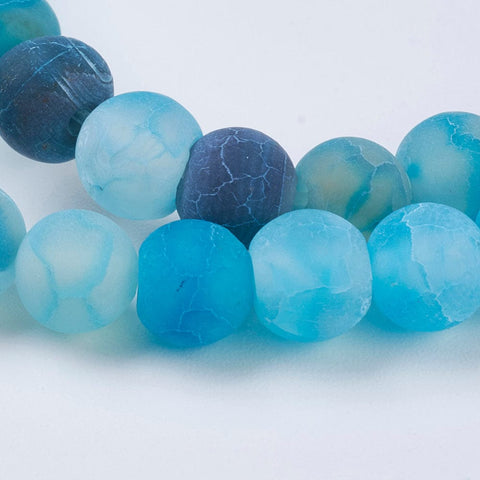 (BG2897)  Natural Effloresce Agate Beads Strands, Dyed, Frosted, Round, DeepSkyBlue  6mm (BG2897)  Natural Effloresce Agate Beads Strands, Dyed, Frosted, Round, DeepSkyBlue  6mm