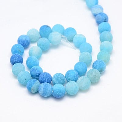 (BG2897)  Natural Effloresce Agate Beads Strands, Dyed, Frosted, Round, DeepSkyBlue  6mm (BG2897)  Natural Effloresce Agate Beads Strands, Dyed, Frosted, Round, DeepSkyBlue  6mm