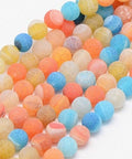 (BG3035) Natural Effloresce Agate Beads Strands, Dyed, Frosted, Round, Mixed Color  Size: about 6mm in diameter Agate beads