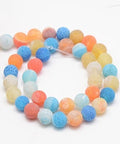 (BG3035) Natural Effloresce Agate Beads Strands, Dyed, Frosted, Round, Mixed Color  Size: about 6mm in diameter Agate beads