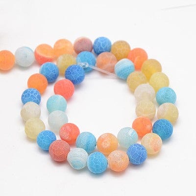 (BG3035) Natural Effloresce Agate Beads Strands, Dyed, Frosted, Round, Mixed Color  Size: about 6mm in diameter Agate beads