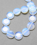 (BG4610C) Flat Round Opalite Beads Strands, AliceBlue Flat Round Opalite Beads Strands, AliceBlue
