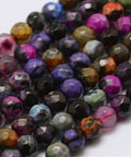 COLORFUL (BG4725-A07) (BG4725-X) Faceted Natural Agate Beads Strands, Round, Dyed 4MM (1 STR) Faceted Natural Fire Agate Beads Strands, Round, Dyed & Heated, DeepPink  Size: about 4mm in diameter, hole: 0.8mm, about 90~92pcs/strand, 14"(35.6cm)