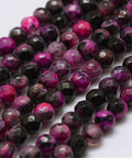 DEEP PINK (BG4725-A08) (BG4725-X) Faceted Natural Agate Beads Strands, Round, Dyed 4MM (1 STR) Faceted Natural Fire Agate Beads Strands, Round, Dyed & Heated, DeepPink  Size: about 4mm in diameter, hole: 0.8mm, about 90~92pcs/strand, 14"(35.6cm)