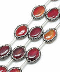 (BG5216F) Natural Agate Rhinestone Beads, Dyed, Oval, DarkRed Natural Agate Rhinestone Beads, Dyed, Oval, DarkRed Size: about 20.5~23mm long, 6mm thick, hole: 1mm.