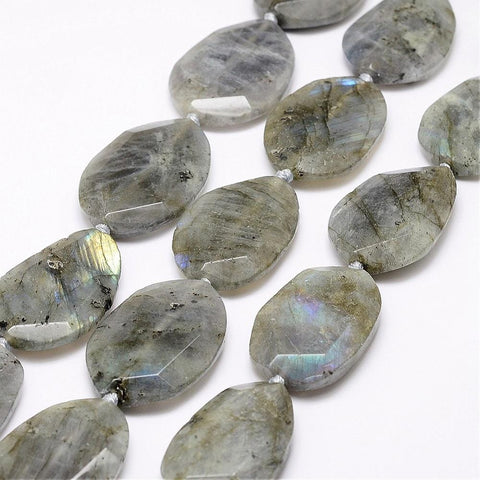 (BG5219) Natural Labradorite Beads Strands, Faceted, Oval, 30-37MM LONG Natural Labradorite Beads Strands, Faceted, Oval, Size: about 22~25mm wide, 35~37mm long, 6~7mm thick, hole: 2mm, about 9~10pcs/strand, 13.7"(35cm).