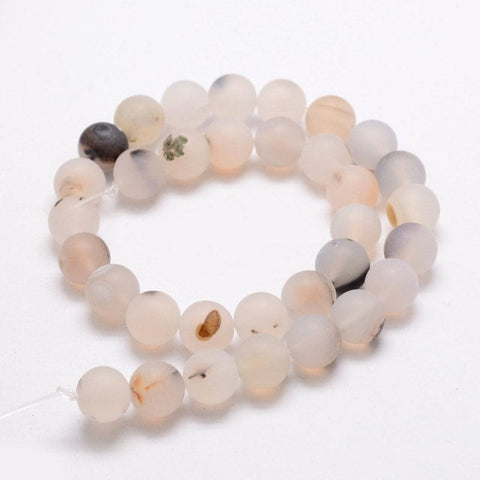 (BG5243) Frosted Natural Agate Round Beads Strands, Size: about 6mm (1 STR) Frosted Natural Agate Round Beads Strands, Size: about 6mm diameter, hole: 1mm; about 64pcs/strand, 14.7"