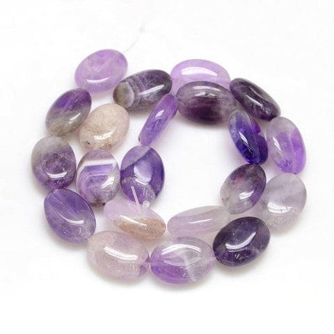 (BG5437) Natural Gemstone Amethyst Beads Strands, Flat Oval, Amethyst (1 STR) Natural Gemstone Amethyst Beads Strands, Flat Oval, Amethyst  Size: about 13mm wide, 18mm long, 5mm thick, hole: 1.5mm, about 20pcs/strand, 15.74".