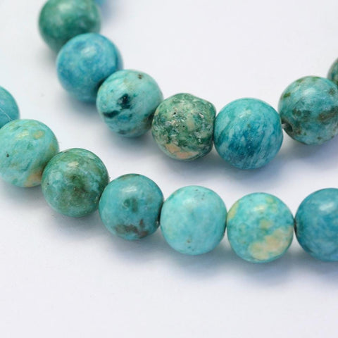 (BG5458) Natural Crazy Agate Beads Strands, Round, Dyed & Heated, MediumTurquoise 8MM Natural Crazy Agate Beads Strands, Round, Dyed & Heated, MediumTurquoise Size: about 8~8.5mm in diameter, hole: 1mm; about 47pcs/strand, 14.9''(38cm).