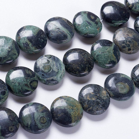 (BG5464) Natural Ocean Jasper Beads Strands, Flat Round, 20MM (1 STR) Natural Ocean Jasper Beads Strands, Flat Round, Size: about 20mm in diameter, 7~8mm thick, hole: 1mm; about 20pcs/strand, 15.7".