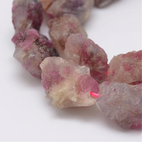 (BG6362B) Raw Rough Natural Tourmaline Beads Strands, Nuggets 14~18mm wide, Raw Rough Natural Tourmaline Beads Strands, Nuggets Size: about 14~18mm wide, 15~20mm long, 10~14mm thick, hole: 1mm; about 25pcs/strand, 14.9"(38cm).