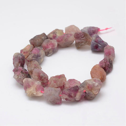 (BG6362B) Raw Rough Natural Tourmaline Beads Strands, Nuggets 14~18mm wide, Raw Rough Natural Tourmaline Beads Strands, Nuggets Size: about 14~18mm wide, 15~20mm long, 10~14mm thick, hole: 1mm; about 25pcs/strand, 14.9"(38cm).
