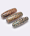 (BG6376A) Tibetan Style dZi Beads, Natural Agate Beads, Dyed & Heated, Rice, DarkOliveGreen Size: about 13~14mm in diameter, 39~40mm long, hole: 2.5~3mm. Tibetan Style dZi Beads, Natural Agate Beads, Dyed & Heated, Rice, DarkOliveGreen Size: about 13~14mm in diameter, 39~40mm long, hole: 2.5~3mm.