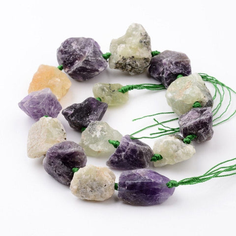 (BG6644A)Natural Raw Amethyst & Prehnite Beads Strands, Nuggets Size: about 10~28mm wide, 16~32mm long, 7~21mm thick (BG6644A)Natural Raw Amethyst & Prehnite Beads Strands, Nuggets Size: about 10~28mm wide, 16~32mm long, 7~21mm thick