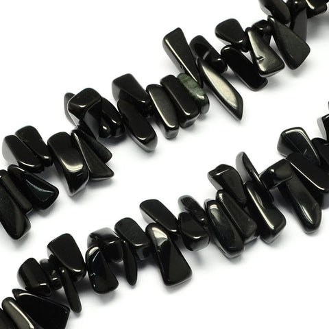 (BG6742-05) Natural Black Stone Bead Strands, Chip, Black Size: about 12~20mm long, 6~10mm wide, 3~10mm thick (BG6742-05) Natural Black Stone Bead Strands, Chip, Black Size: about 12~20mm long, 6~10mm wide, 3~10mm thick