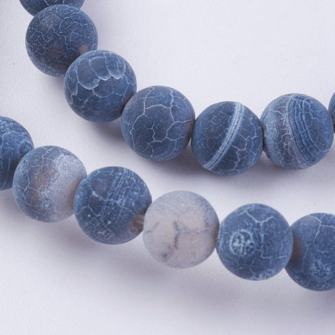 (BG6765A) Natural Weathered Agate Beads, Dyed, Frosted, Round, Black 6mm (1 STR) (BG6765A) Natural Weathered Agate Beads, Dyed, Frosted, Round, Black 6mm (1 STR)