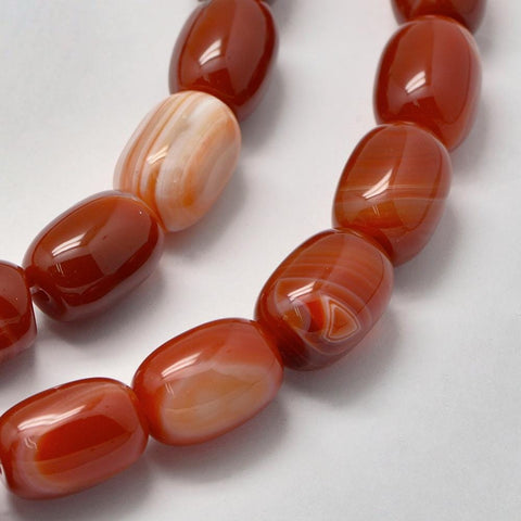 AGATE FIREBRICK (BG7836-37A) (BG7836-X) Natural Beads Strands, Barrel, 17~18mm (BG7836-X) Natural Beads Strands, Barrel, 17~18mm