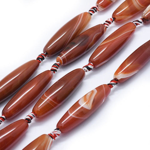 (BG7900-07) Natural Banded Agate/Striped Agate Beads Strands, Dyed & Heated, Rice, Sandy Brown about 13x50mm (BG7900-07) Natural Banded Agate/Striped Agate Beads Strands, Dyed & Heated, Rice, Sandy Brown about 13x50mm