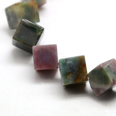 (BG8276-01) Cube Natural Indian Agate Beads Strands, 9x9x9mm (1 STR) (BG8276-01) Cube Natural Indian Agate Beads Strands, 9x9x9mm (1 STR)