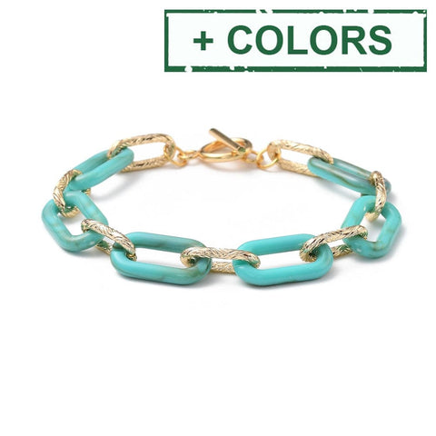(BR7417-X) Acrylic & Aluminum Paperclip Chain Bracelet (19.8cm) (1 PC) (BR7417-X) Acrylic & Aluminum Paperclip Chain Bracelet (19.8cm) (1 PC)
