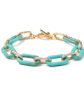 (BR7417-03) DK TURQUOISE (BR7417-X) Acrylic & Aluminum Paperclip Chain Bracelet (19.8cm) (1 PC) (BR7417-X) Acrylic & Aluminum Paperclip Chain Bracelet (19.8cm) (1 PC)
